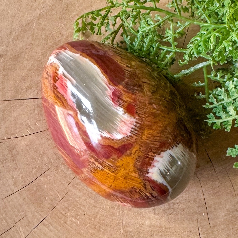 75mm Brecciated JASPER Quartz Crystal POLISHED Healing Egg Vintage Red Banded